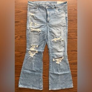 American Eagle Outfitters Light Blue Distressed Flare Jeans
